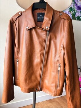 bagatelle Cognac Leather Moto Jacket